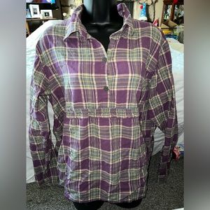 Woolrich Flannel Smocked Maternity Blouse